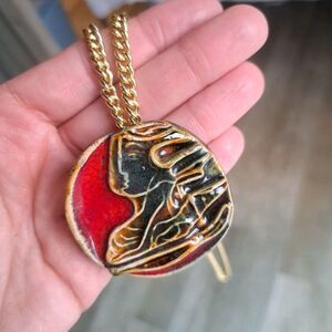 Caracas Pendant Necklace Warrior Red Gold Jewelry Accessories Ethnic Woman